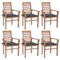 vidaXL Sillas de comedor 6 uds madera teca con cojines gris antracita vidaXL Sillas de comedor 6 uds madera teca con cojines gris antracita