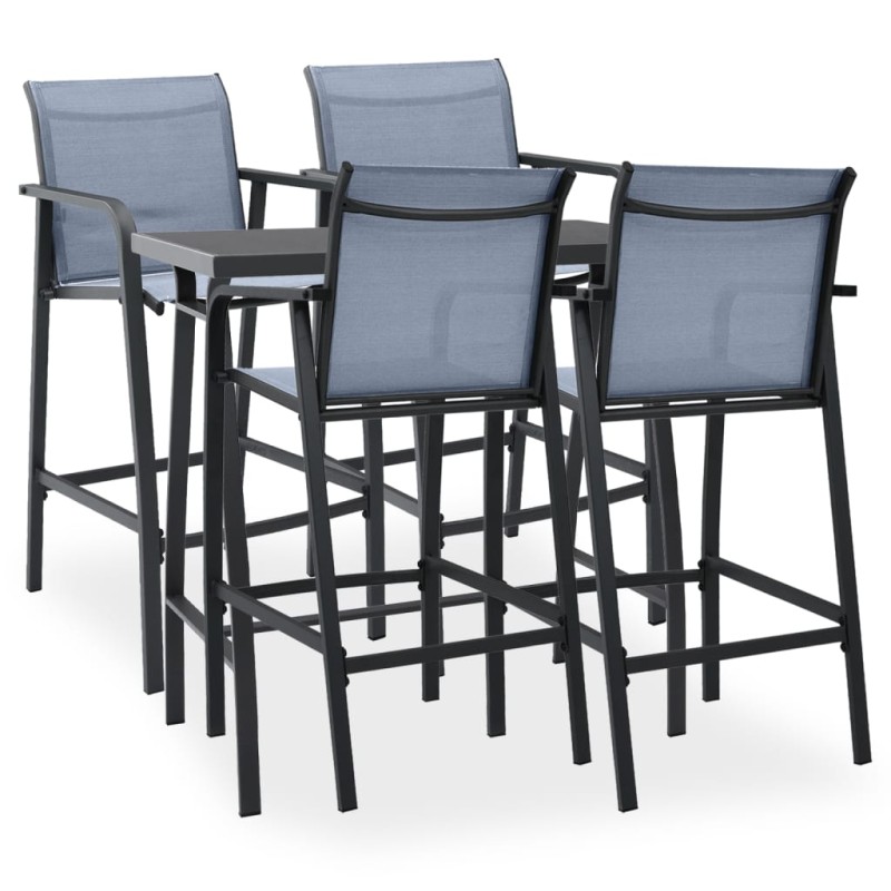 vidaXL Mesa alta y taburetes de bar de jardín 5 piezas negro y gris vidaXL Mesa alta y taburetes de bar de jardín 5 piezas negro y gris