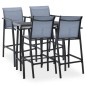 vidaXL Mesa alta y taburetes de bar de jardín 5 piezas negro y gris vidaXL Mesa alta y taburetes de bar de jardín 5 piezas negro y gris