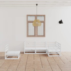 vidaXL Set de salón de jardín de 5 piezas blanco madera maciza de pino 