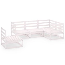 vidaXL Set de salón de jardín de 5 piezas blanco madera maciza de pino 