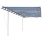 vidaXL Toldo retráctil automático con postes azul y blanco 6x3,5 m vidaXL Toldo retráctil automático con postes azul y blanco 6x3,5 m
