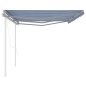 vidaXL Toldo retráctil automático con postes azul y blanco 6x3,5 m vidaXL Toldo retráctil automático con postes azul y blanco 6x3,5 m