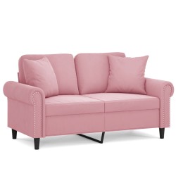 vidaXL Sofá de 2 plazas con cojines terciopelo rosa 120 cm