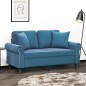 vidaXL Sofá de 2 plazas con cojines terciopelo azul 120 cm vidaXL Sofá de 2 plazas con cojines terciopelo azul 120 cm