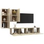 vidaXL Set muebles de salón TV 4 piezas madera ingeniería roble Sonoma