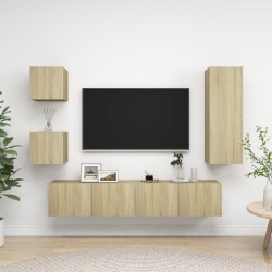 vidaXL Set muebles de salón TV 5 pzas madera ingeniería roble Sonoma