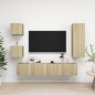 vidaXL Set muebles de salón TV 5 pzas madera ingeniería roble Sonoma vidaXL Set muebles de salón TV 5 pzas madera ingeniería roble Sonoma
