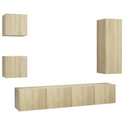 vidaXL Set muebles de salón TV 5 pzas madera ingeniería roble Sonoma