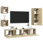 vidaXL Set muebles de salón TV 5 pzas madera ingeniería roble Sonoma vidaXL Set muebles de salón TV 5 pzas madera ingeniería roble Sonoma