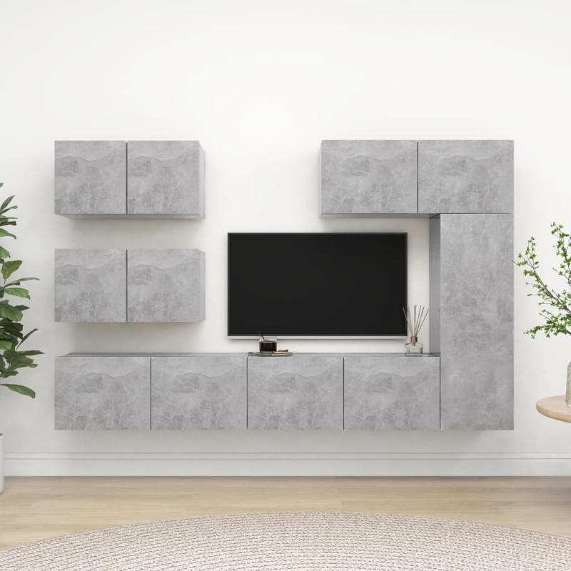 vidaXL Set muebles de salón TV 6 pzas madera ingeniería gris hormigón vidaXL Set muebles de salón TV 6 pzas madera ingeniería gris hormigón