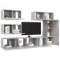 vidaXL Set muebles de salón TV 6 pzas madera ingeniería gris hormigón vidaXL Set muebles de salón TV 6 pzas madera ingeniería gris hormigón