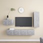 vidaXL Set muebles de salón TV 4 pzas madera ingeniería gris hormigón vidaXL Set muebles de salón TV 4 pzas madera ingeniería gris hormigón