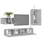 vidaXL Set muebles de salón TV 4 pzas madera ingeniería gris hormigón vidaXL Set muebles de salón TV 4 pzas madera ingeniería gris hormigón