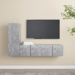 vidaXL Set muebles de salón TV 3 pzas madera ingeniería gris hormigón