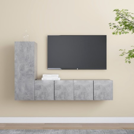 vidaXL Set muebles de salón TV 3 pzas madera ingeniería gris hormigón
