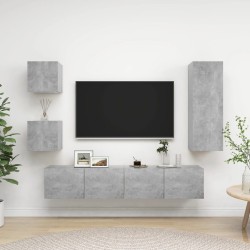 vidaXL Set muebles de salón TV 5 pzas madera ingeniería gris hormigón