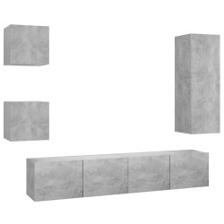 vidaXL Set muebles de salón TV 5 pzas madera ingeniería gris hormigón