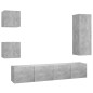 vidaXL Set muebles de salón TV 5 pzas madera ingeniería gris hormigón