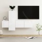 vidaXL Muebles de salón 3 pzas madera ingeniería blanco brillo