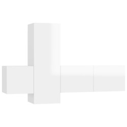 vidaXL Muebles de salón 3 pzas madera ingeniería blanco brillo