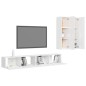 vidaXL Set de muebles de salón 4 pzas madera ingeniería blanco brillo vidaXL Set de muebles de salón 4 pzas madera ingeniería blanco brillo