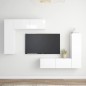 vidaXL Set de muebles de salón 4 pzas madera ingeniería blanco brillo