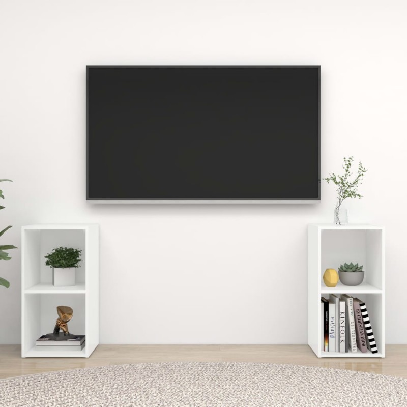 vidaXL Muebles para TV 2 uds madera de ingeniería blanco 72x35x36,5 cm vidaXL Muebles para TV 2 uds madera de ingeniería blanco 72x35x36,5 cm