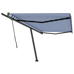 vidaXL Toldo de pie retráctil manual azul y blanco 500x300 cm