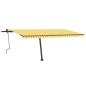 vidaXL Toldo retráctil manual con luz LED amarillo y blanco 500x300 cm vidaXL Toldo retráctil manual con luz LED amarillo y blanco 500x300 cm