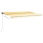 vidaXL Toldo retráctil manual con luz LED amarillo y blanco 500x300 cm vidaXL Toldo retráctil manual con luz LED amarillo y blanco 500x300 cm