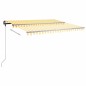 vidaXL Toldo manual retráctil con postes amarillo y blanco 4x3,5 m vidaXL Toldo manual retráctil con postes amarillo y blanco 4x3,5 m