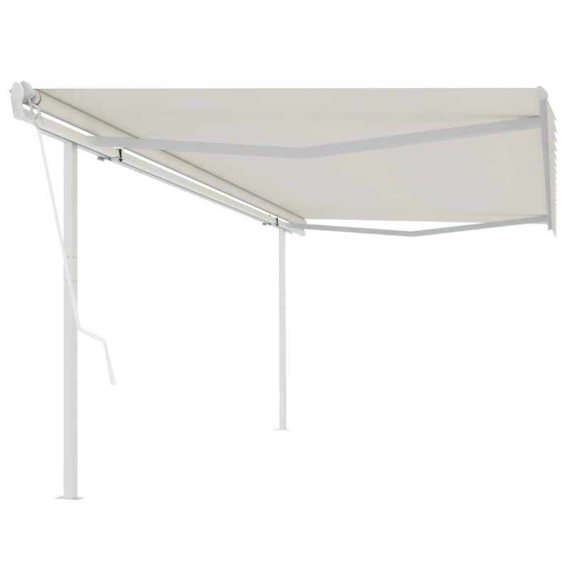 vidaXL Toldo retráctil automático con postes crema 5x3,5 m vidaXL Toldo retráctil automático con postes crema 5x3,5 m