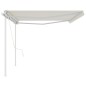vidaXL Toldo retráctil automático con postes crema 5x3,5 m vidaXL Toldo retráctil automático con postes crema 5x3,5 m