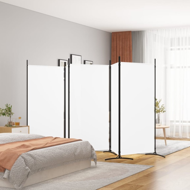 vidaXL Biombo divisor de 5 paneles de tela blanco 433x180 cm vidaXL Biombo divisor de 5 paneles de tela blanco 433x180 cm