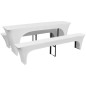 3 fundas blancas estirables para mesa y 2 bancos 220x70x80 cm 3 fundas blancas estirables para mesa y 2 bancos 220x70x80 cm