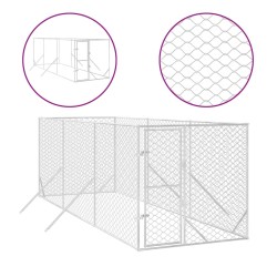 vidaXL Perrera de exterior acero galvanizado plateado 2x6x2 m
