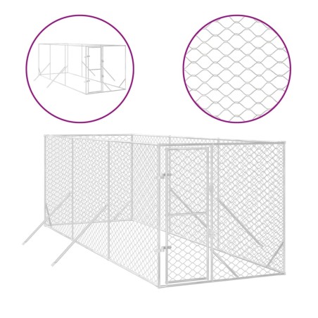 vidaXL Perrera de exterior acero galvanizado plateado 2x6x2 m