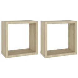 vidaXL Estantes cubo de pared 2 unidades roble Sonoma 30x15x30 cm