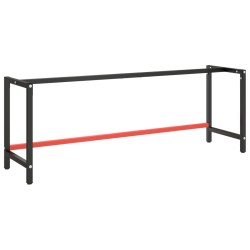 vidaXL Estructura banco de trabajo metal negro y rojo mate 220x57x79cm