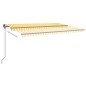 vidaXL Toldo retráctil manual con postes amarillo y blanco 5x3 m