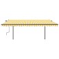 vidaXL Toldo retráctil manual con postes amarillo y blanco 5x3 m