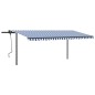 vidaXL Toldo manual retráctil con postes azul y blanco 5x3 m vidaXL Toldo manual retráctil con postes azul y blanco 5x3 m