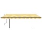 vidaXL Toldo retráctil automático con postes amarillo y blanco 5x3 m vidaXL Toldo retráctil automático con postes amarillo y blanco 5x3 m