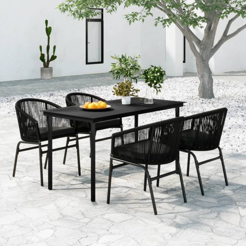 vidaXL Juego de comedor para jardín 5 piezas negro vidaXL Juego de comedor para jardín 5 piezas negro