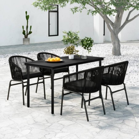vidaXL Juego de comedor para jardín 5 piezas negro