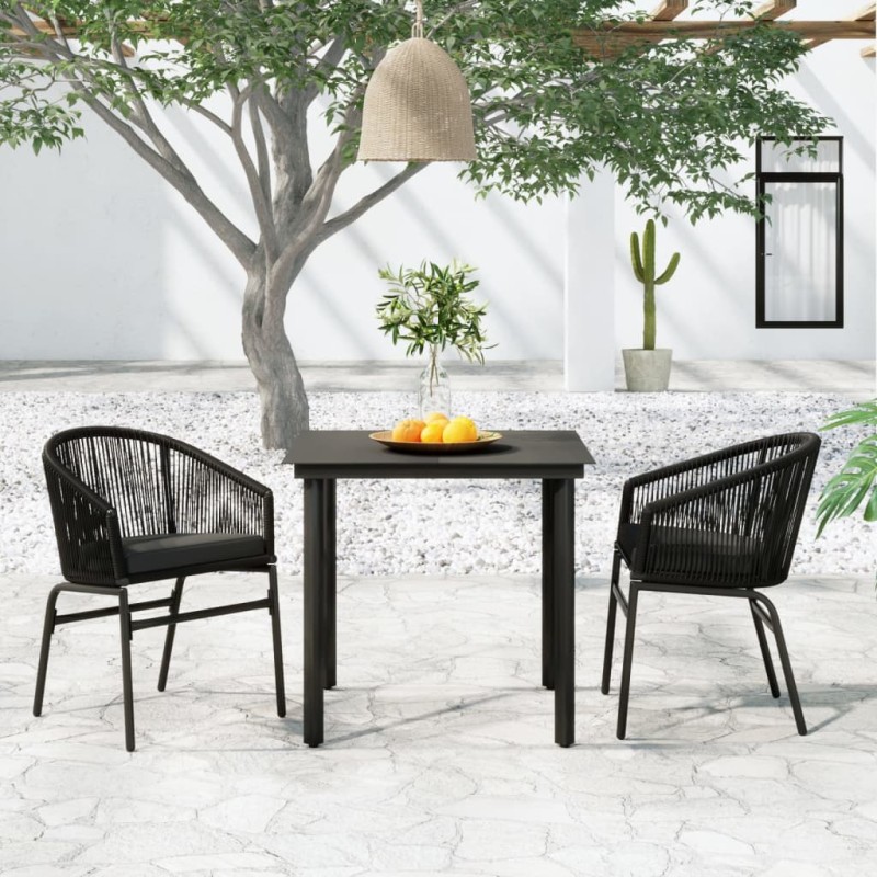 vidaXL Juego de comedor para jardín 3 piezas negro vidaXL Juego de comedor para jardín 3 piezas negro
