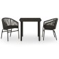 vidaXL Juego de comedor para jardín 3 piezas negro vidaXL Juego de comedor para jardín 3 piezas negro