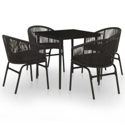 vidaXL Juego de comedor para jardín 5 piezas negro