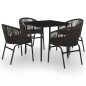 vidaXL Juego de comedor para jardín 5 piezas negro vidaXL Juego de comedor para jardín 5 piezas negro